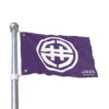 White Circular Symbol Flag | Double-Sided Outdoor Banner, Purple Background - Image 2