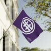 White Circular Symbol Flag | Double-Sided Outdoor Banner, Purple Background - Image 12