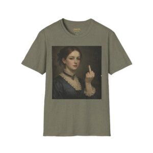 Victorian Woman Giving Middle Finger T-Shirt | Vintage Oil Portrait
