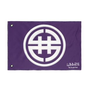 White Circular Symbol Flag | Double-Sided Outdoor Banner, Purple Background
